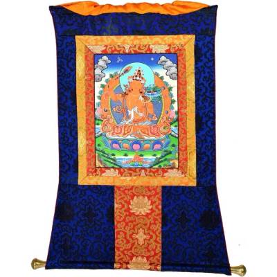 Sanu Babu Thangka, Madžušrí, modrý brokát, 70x86cm