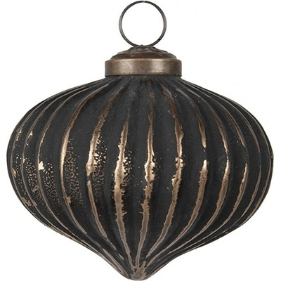 Clayre & Eef Zlatočerná skleněná vánoční ozdoba Aurora Noir 8*8 cm