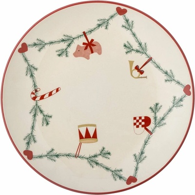 Krémovobiely kameninový tanier s vianočným motívom ø 25,5 cm Yule – Bloomingville