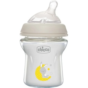 Chicco Стъклено шише Chicco - Natural Feeling, с биберон 0 м+, 150 ml, асортимент (N0238) - baby
