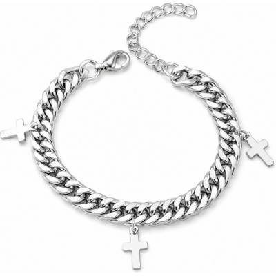 Solla Trinity Cross pánsky náramok zo zliatiny strieborný CH-M-NR12