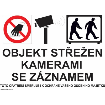 Walteco Objekt střežen kamerami se záznamem 210x148mm, formát A5, samolepka , 20057