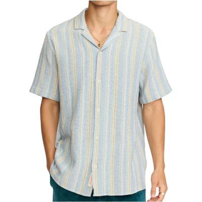 Revolution Мъжка риза с копчета Revolution Cuban Shirt Striped S/S Shirt - Blue II - размер M (033-3267-0312)