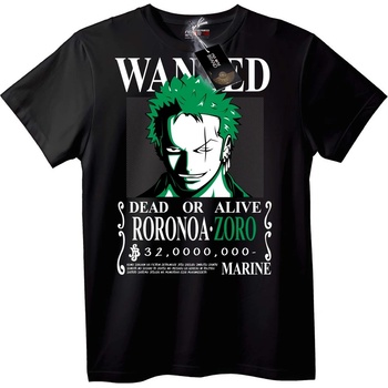NOONEBRAND Тениска Roronoa Zoro с надпис "Издирван" - S, White