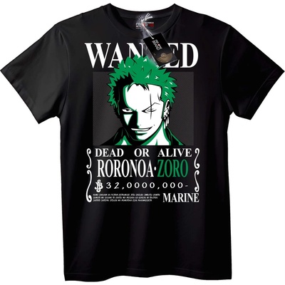 NOONEBRAND Тениска Roronoa Zoro с надпис "Издирван" - S, White