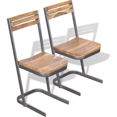 vidaXL Трапезни столове, 2 бр, тиково дърво масив (243458)