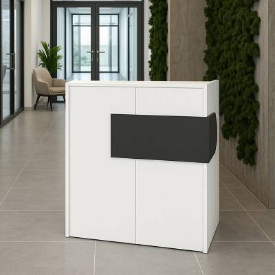 TopMebel Рецепция от меламин Aloha с LED в бял - антрацитен цвят 95, 5x40x110.3см