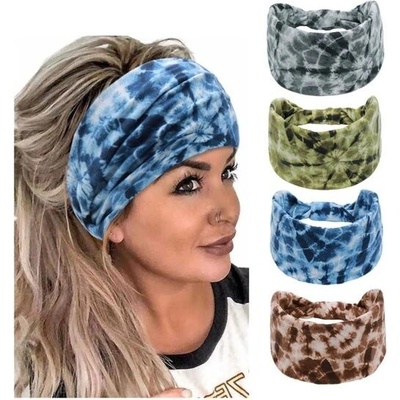 Módní dámské vlasové pásky, šátky do vlasů, čelenka s turbanem, květinová bavlněná čelenka, široká – Zboží Dáma