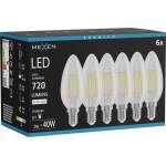 Mexen Vintis 6x LED Филаментна Крушка E14, C35, 6W, Неутрална - 4000K, 720 lm, прозрачна (L154-E14-0640-00x06)