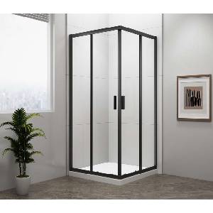 POLYSAN Easy Black - Душ кабина 80x80 см, прозрачно стъкло/матово черно EL5215B (EL5215B)
