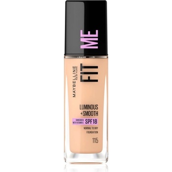 Maybelline Fit Me Luminous + Smooth SPF18 Foundation tekutý make-up pro sjednocenou a rozjasněnou pleť 115 Ivory 30 ml