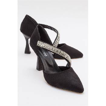 Moda Trend Дамски велурени елегантни обувки с ток - Черни #385455 (385455_Черно)