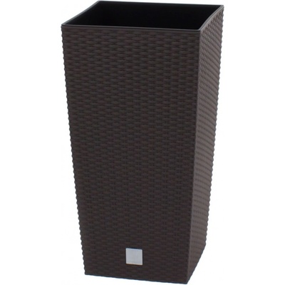 Prosperplast Květináč ratanový s vložkou vysoký Rato square 32,5x32,5 cm objem 49 L hnědý