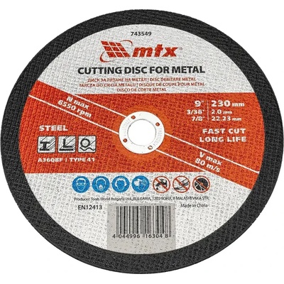 MTX Диск за рязане на метал MTX - 230 x 2, 0 x 22, 2 мм (743549)