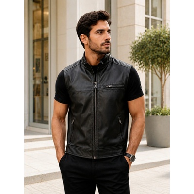Max Original Leather pánska kožená vesta 8068WC black