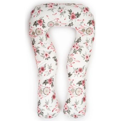 Flumi Těhotenský polštář ve tvaru U bílý s růžovými květy – Zboží Mobilmania