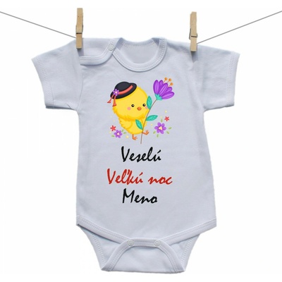 Boodyy Body s krátkym rukávom Veselú Veľkú noc s menom dieťatka