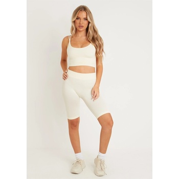 Image 1 of Missy Empire Къси панталони Missy Empire Ribbed Seamless Cycling Shorts - Cream