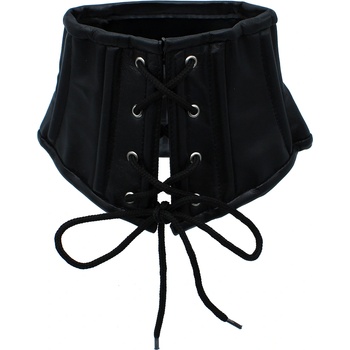 Kiotos Leather Lace-Up Corset Collar Black