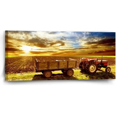 Sablio Obraz Traktor s prívesom - 110x50 cm