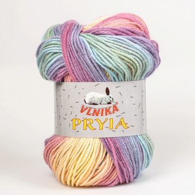 Pletací příze Vlnika PRYIA 108 fialovo-růžovo-lososová, melírovaná, 100g/245m