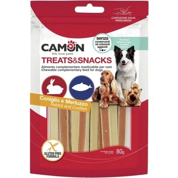 Camon rabbit and cod sandwich stick - лакомства за куче, ленти със заешко месо и риба треска 80гр, Италия - ae017/d