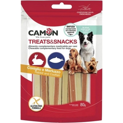 Camon rabbit and cod sandwich stick - лакомства за куче, ленти със заешко месо и риба треска 80гр, Италия - ae017/d