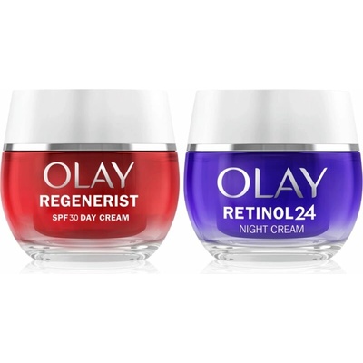 Olay Regenerist & Retinol 24 Olay Regenerist SPF 30 Day Cream hydratačný a spevňujúci denný krém 50 ml + Olay Retinol 24 Night Cream hydratačný a obnovujúci nočný krém s vitamínom E 50 m