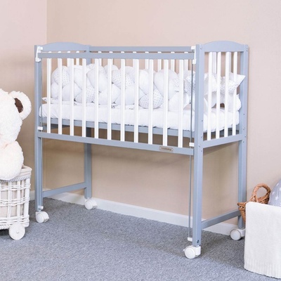 Baby prístavná postieľka New MATEO 90x40 cm bielo-sivá