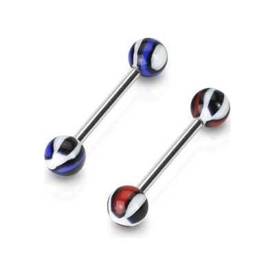 Šperky eshop piercing do jazyka vzorovaná kulička W45.18 Tygří oko hnědá
