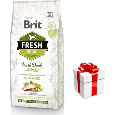Brit Fresh Патица и просо за възрастни кучета Run & Work 12кг + безплатна изненада за кучето