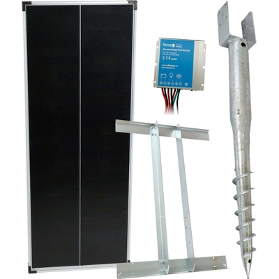 Basic sada solární ohradník - Držák zemní vrut, regulátor 10 A, konzole a panel 100 W