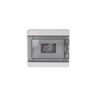PV modular switchgear 1x8 surface mounted door transp. 620 series IP65 200x180x100 rail N+PE grey EC62008E