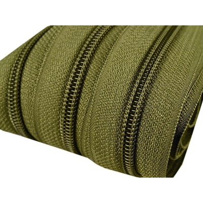 Zip spirálový 5 mm metráž pro jezdce typu POL 263 zelená khaki