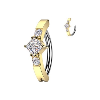 Šperky4U zlacený piercing do pupíku se čtvercovým zirkonem WP0093-GD
