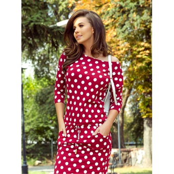 Numoco Спортна рокля с вратовръзка и джобове - бордо + точки Numoco numoco | Zelen | ЖЕНИ | XS