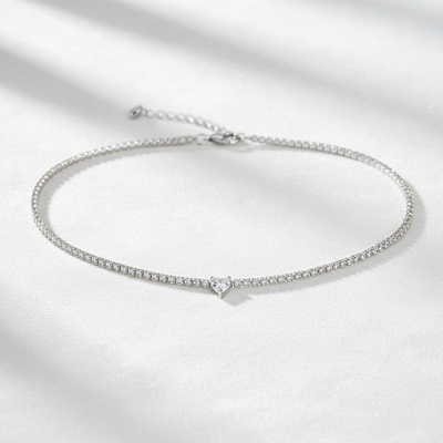 Presinsky Strieborný zirkónový choker so srdiečkovým zirkónom NZA104880