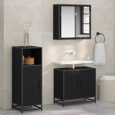 vidaXL Комплект мебели за баня с рафт Черния дъб 35 x 37, 5 x 100 см (883593)