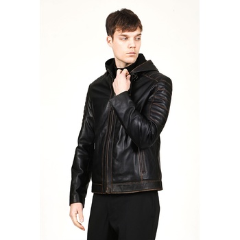 Jacket Club Мъжко яке от естествена кожа e-1055/k - Черно #318198 (318198_Черно)