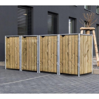 Hide 4 koše 240 l drevo 80 x 278 x 115 cm prírodný
