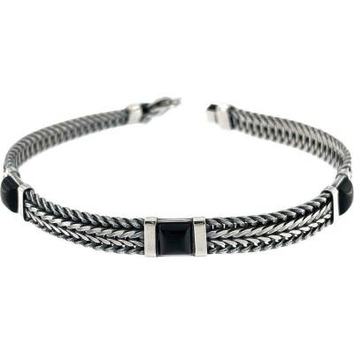 INFINITYSILVER Strieborný pánsky náramok s onyxmi 2021026B20