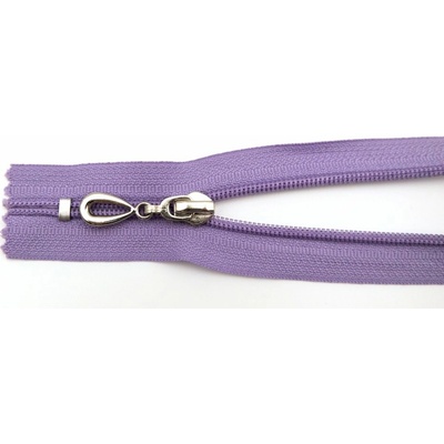 Špirálový zips č. 5 - nedeliteľný - svetlofialový so striebornou slzou - dĺžka 16 cm