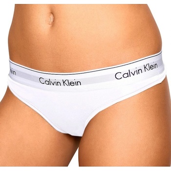 Calvin Klein biela tangá so striebornou gumou Thong Strings