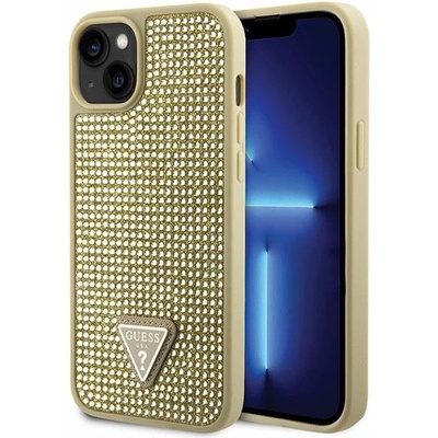 GUESS iPhone 14 Plus 6, 7" златен твърд калъф Rhinestone Triangle (GUHCP14MHDGTPD)