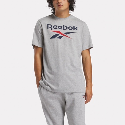 Reebok bavlnené pánske tričko s logom sivé