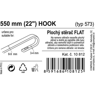 Compass Flat Bulk Hook 550 mm 10812
