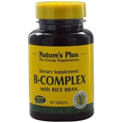 Nature plus Хранителна добавка Витамин В комплекс с оризови трици, Natures Plus B-Complex With Rice Bran 90 tabs