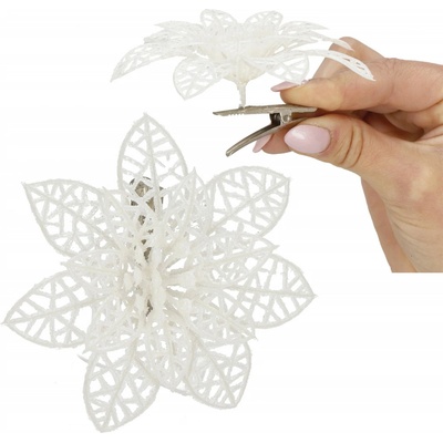 SPRINGOS Vánoční hvězda s klipem 11x11 cm bílá – Zboží Dáma