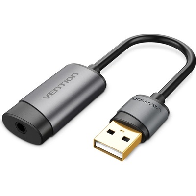 Vention USB 2.0 - 3.5mm/F (външен, сив, OMTP-CTIA), 0.15m, звукова карта