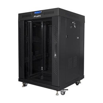 Lanberg Комуникационен шкаф Lanberg rack cabinet 19" free-standing 15U/600x600 (flat pack) with glass door lcd black v2 (FF01-6615-12BL)